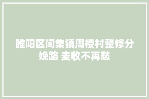睢阳区闫集镇周楼村整修分娩路 麦收不再愁