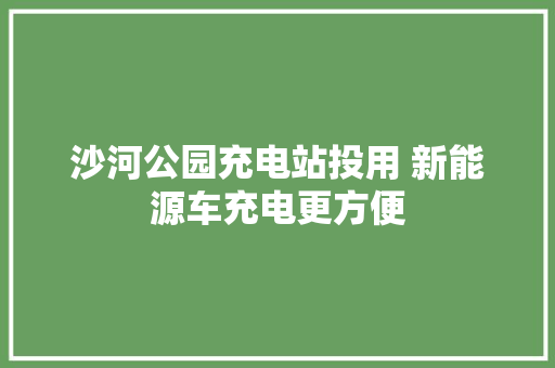 沙河公园充电站投用 新能源车充电更方便