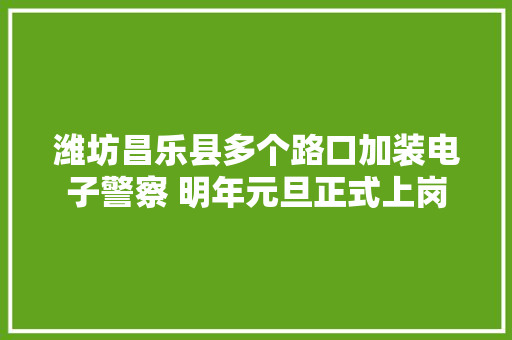 潍坊昌乐县多个路口加装电子警察 明年元旦正式上岗
