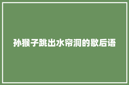 孙猴子跳出水帘洞的歇后语 知识百科