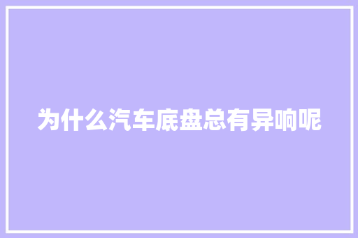 为什么汽车底盘总有异响呢