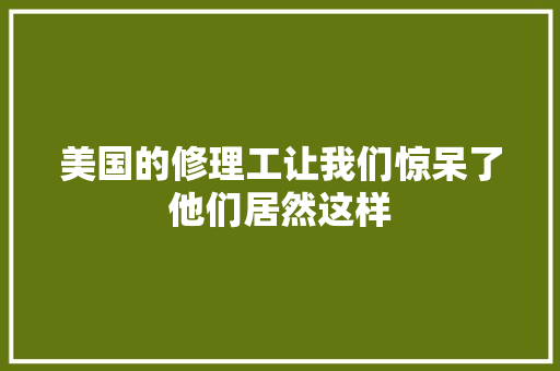美国的修理工让我们惊呆了他们居然这样