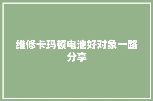 维修卡玛顿电池好对象一路分享