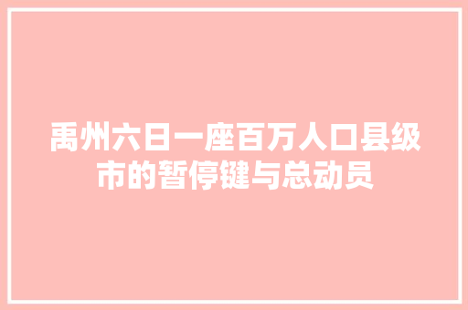禹州六日一座百万人口县级市的暂停键与总动员