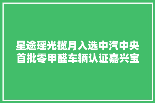 星途瑶光揽月入选中汽中央首批零甲醛车辆认证嘉兴宝悦隆