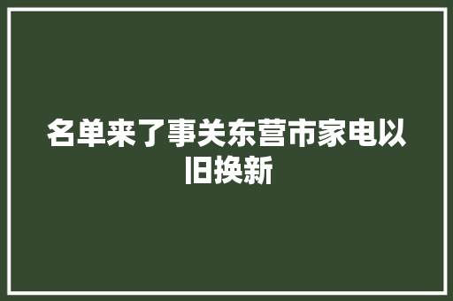 名单来了事关东营市家电以旧换新