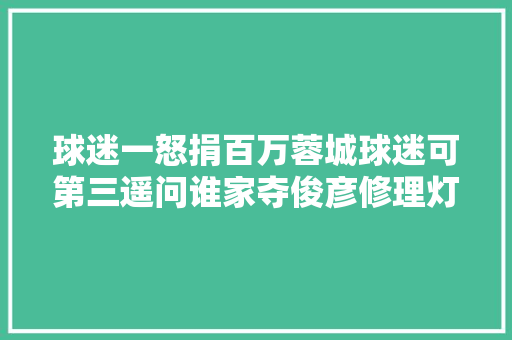 球迷一怒捐百万蓉城球迷可第三遥问谁家夺俊彦修理灯泡不忘夸