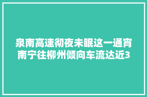 泉南高速彻夜未眠这一通宵南宁往柳州倾向车流达近30公里 汽车知识