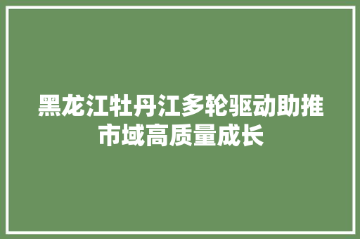 黑龙江牡丹江多轮驱动助推市域高质量成长