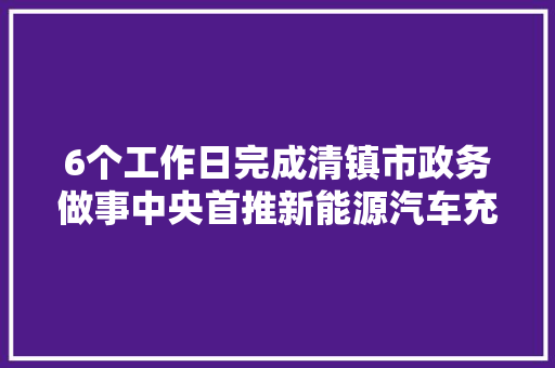 6个工作日完成清镇市政务做事中央首推新能源汽车充电举动办法一件事解决