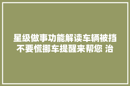 星级做事功能解读车辆被挡不要慌挪车提醒来帮您 治庸便平易近