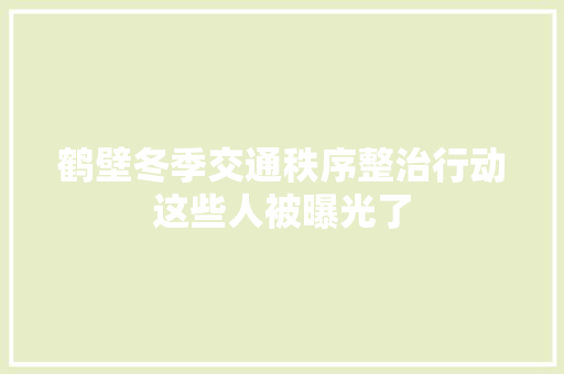 鹤壁冬季交通秩序整治行动这些人被曝光了