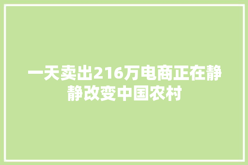 一天卖出216万电商正在静静改变中国农村