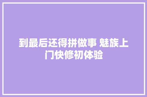 到最后还得拼做事 魅族上门快修初体验