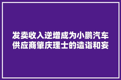 发卖收入逆增成为小鹏汽车供应商肇庆理士的造诣和妄图