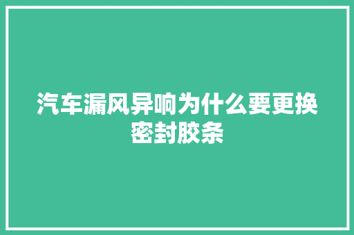 汽车漏风异响为什么要更换密封胶条