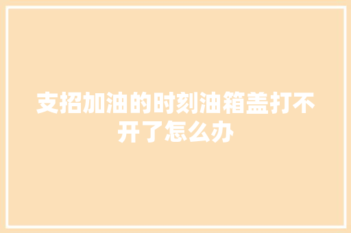 支招加油的时刻油箱盖打不开了怎么办