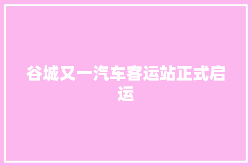 谷城又一汽车客运站正式启运