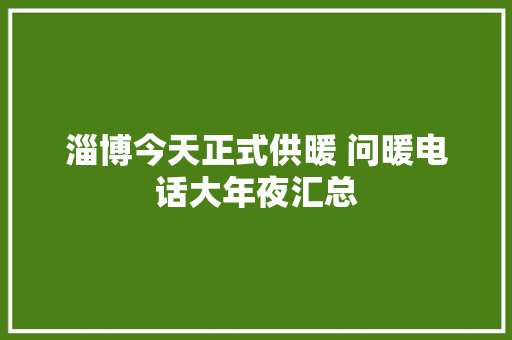 淄博今天正式供暖 问暖电话大年夜汇总