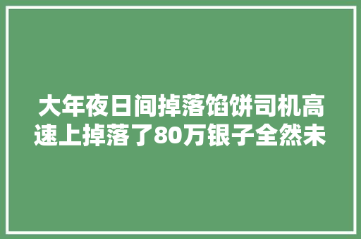 大年夜日间掉落馅饼司机高速上掉落了80万银子全然未知 后车引擎盖被砸裂
