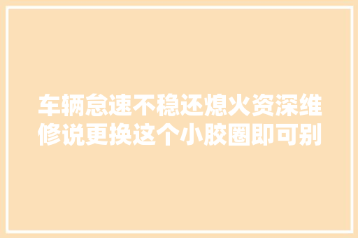 车辆怠速不稳还熄火资深维修说更换这个小胶圈即可别再被蒙了