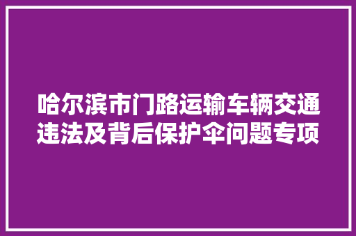 哈尔滨市门路运输车辆交通违法及背后保护伞问题专项治理工作举报电话公布