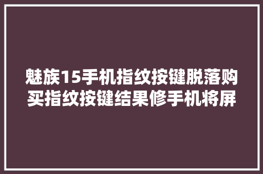 魅族15手机指纹按键脱落购买指纹按键结果修手机将屏也搞