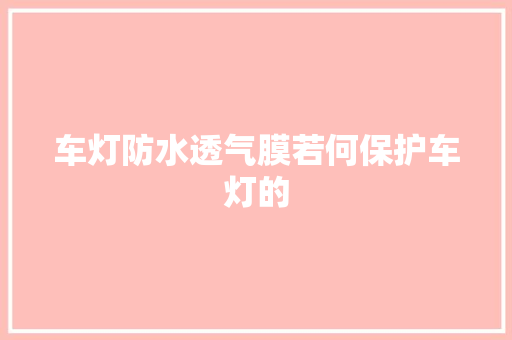 车灯防水透气膜若何保护车灯的