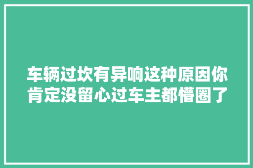 车辆过坎有异响这种原因你肯定没留心过车主都懵圈了