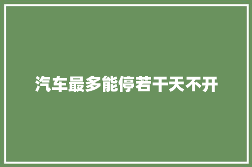 汽车最多能停若干天不开