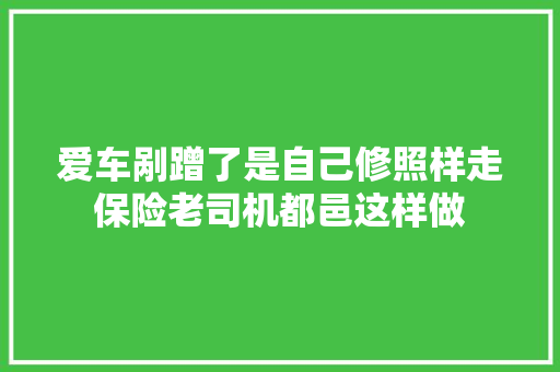 爱车剐蹭了是自己修照样走保险老司机都邑这样做