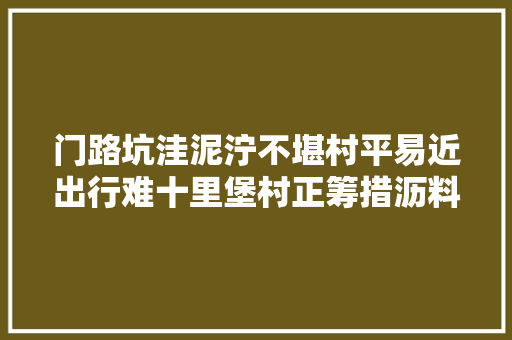 门路坑洼泥泞不堪村平易近出行难十里堡村正筹措沥料立时解决