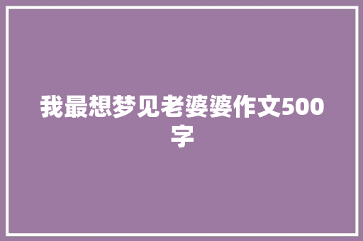 我最想梦见老婆婆作文500字