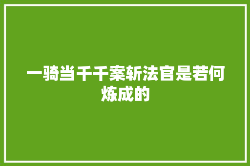 一骑当千千案斩法官是若何炼成的
