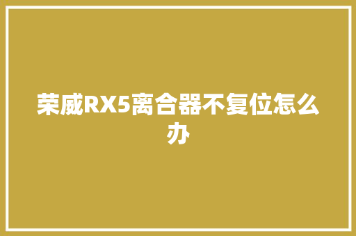 荣威RX5离合器不复位怎么办