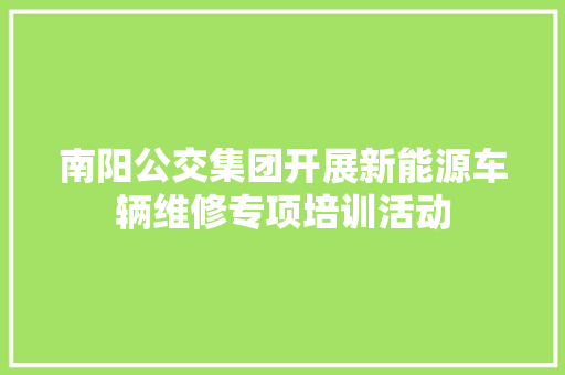 南阳公交集团开展新能源车辆维修专项培训活动