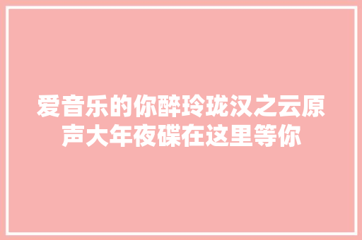 爱音乐的你醉玲珑汉之云原声大年夜碟在这里等你 休闲娱乐