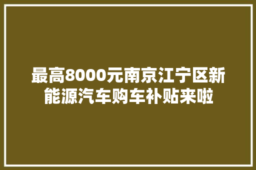最高8000元南京江宁区新能源汽车购车补贴来啦