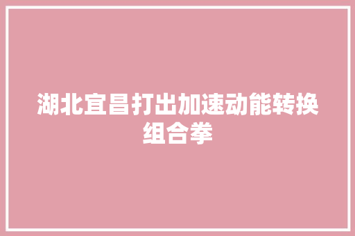 湖北宜昌打出加速动能转换组合拳