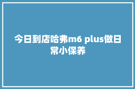 今日到店哈弗m6 plus做日常小保养