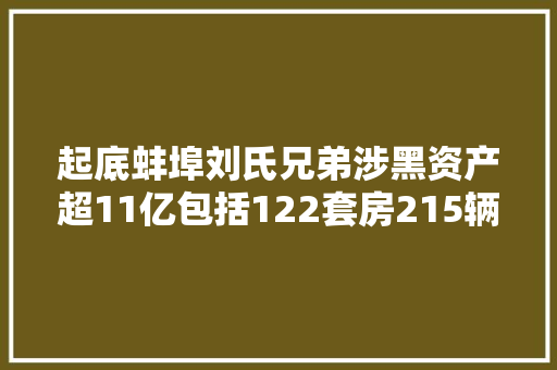 起底蚌埠刘氏兄弟涉黑资产超11亿包括122套房215辆车