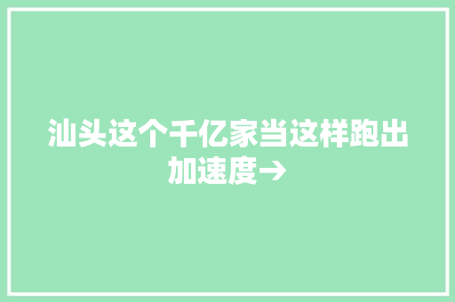 汕头这个千亿家当这样跑出加速度→