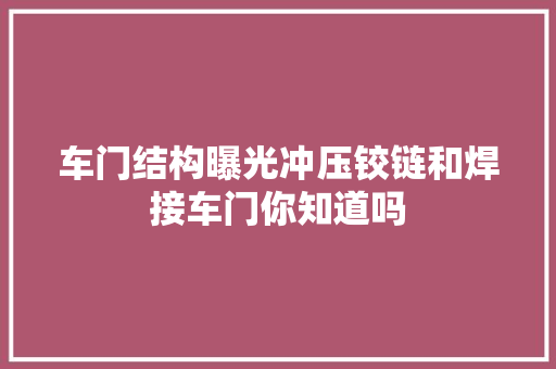 车门结构曝光冲压铰链和焊接车门你知道吗 汽车知识