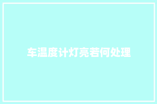 车温度计灯亮若何处理
