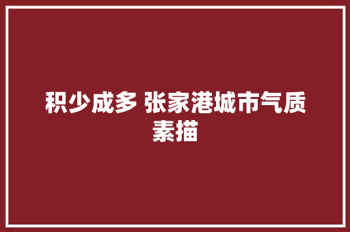 积少成多 张家港城市气质素描