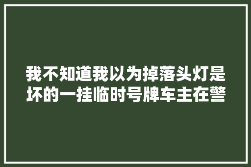我不知道我以为掉落头灯是坏的一挂临时号牌车主在警车跟前闯红灯被依法处罚