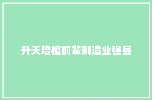 升天培植前辈制造业强县