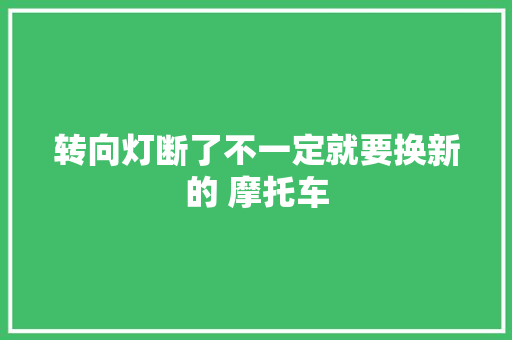 转向灯断了不一定就要换新的 摩托车