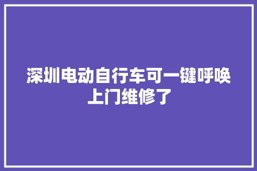 深圳电动自行车可一键呼唤上门维修了