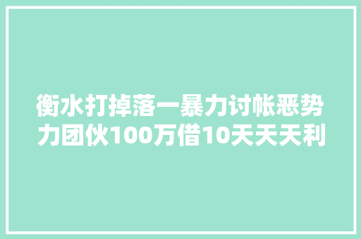 衡水打掉落一暴力讨帐恶势力团伙100万借10天天天利息1万元